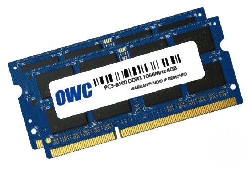 OWC ram 8GB (2 x 4GB) 204-Pin SODIMM PC3-8500 DDR3 1066MHz memory module for Mac OWC ram 8GB (2 x 4GB) 204-Pin SODIMM PC3-8500 DDR3 1066MHz memory module for Mac